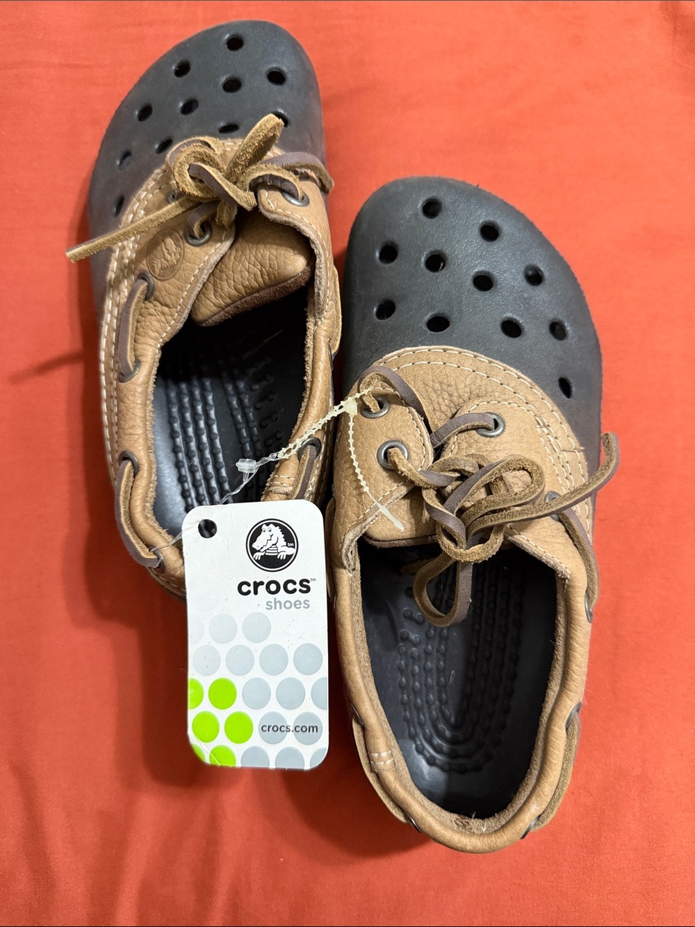 CROCS Islander Tan and Black Moccasin-Style Clog